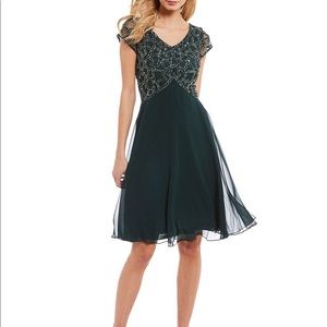 NWT Jkara V Neck Sequin Bodice Cap sleeve Dress